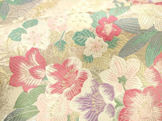 平和屋本店▼六通柄袋帯　唐織　草花　九百錦　本金箔　正絹　逸品　DABI5055op