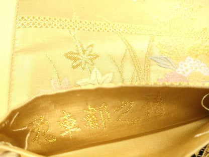 平和屋本店▼六通柄袋帯　唐織　花車都之詩　九百本金弐重織　正絹　逸品　DABI5056op