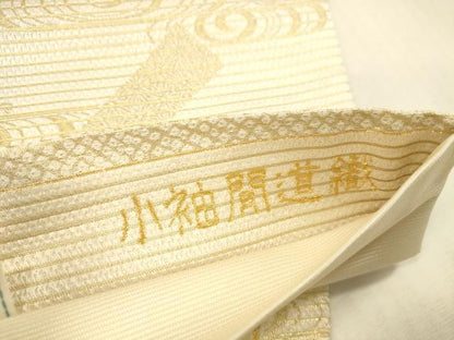 平和屋本店▼六通柄袋帯　唐織　扇子花文　宝尽くし　小袖間道織　本金箔　鈴乃屋扱い　正絹　逸品　DABI5057op