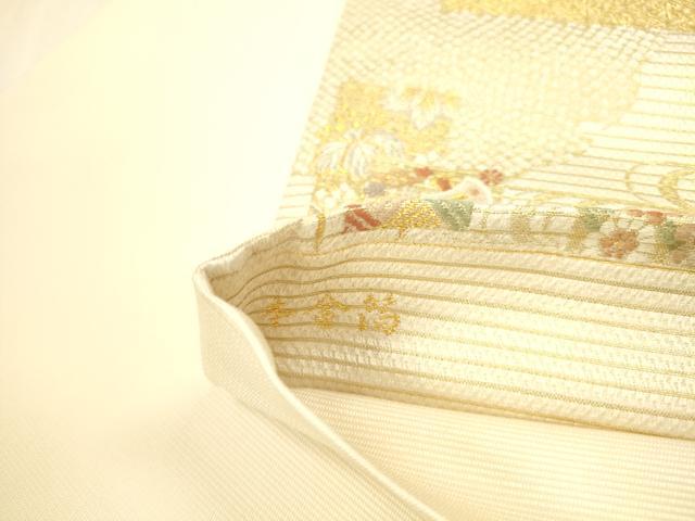 平和屋本店▼六通柄袋帯　唐織　扇子花文　宝尽くし　小袖間道織　本金箔　鈴乃屋扱い　正絹　逸品　DABI5057op