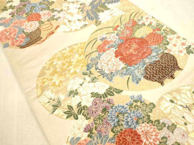 平和屋本店▼六通柄袋帯　唐織　飾花丸文　九百錦純金箔24K　正絹　逸品　DABI5060op