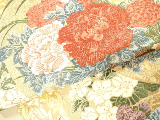 平和屋本店▼六通柄袋帯　唐織　飾花丸文　九百錦純金箔24K　正絹　逸品　DABI5060op