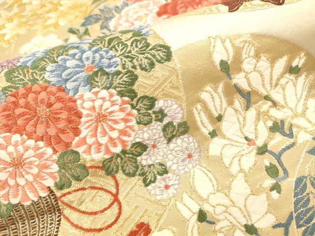 平和屋本店▼六通柄袋帯　唐織　飾花丸文　九百錦純金箔24K　正絹　逸品　DABI5060op