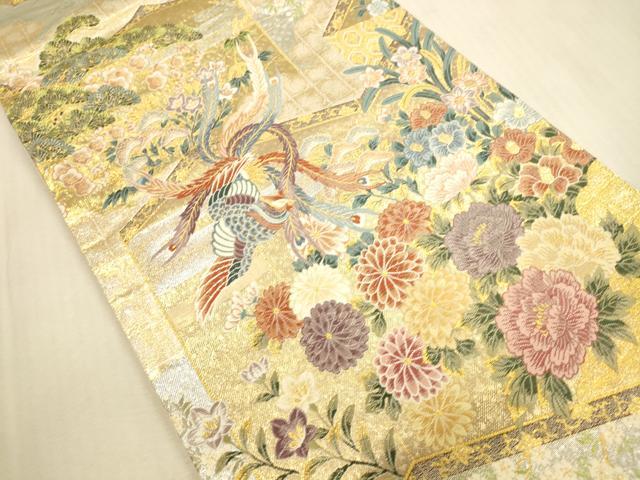 平和屋本店▼六通柄袋帯　唐織　屏風鳳凰花柄文　本金　正絹　逸品　DABI5063op