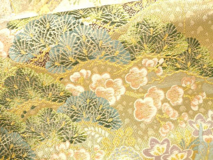 平和屋本店▼六通柄袋帯　唐織　屏風鳳凰花柄文　本金　正絹　逸品　DABI5063op