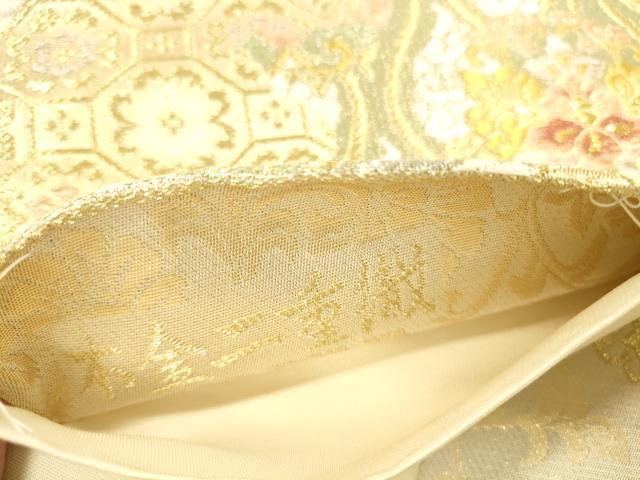 平和屋本店▼六通柄袋帯　唐織　向かい鳥正倉院花文　本金二重織　正絹　逸品　DABI5065op