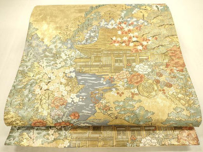 平和屋本店▼六通柄袋帯　京都御所　本金箔　正絹　逸品　DABI5066op