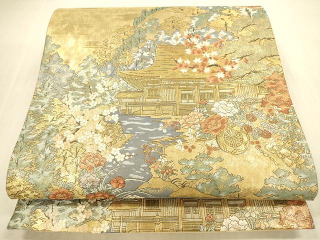 平和屋本店▼六通柄袋帯　京都御所　本金箔　正絹　逸品　DABI5066op
