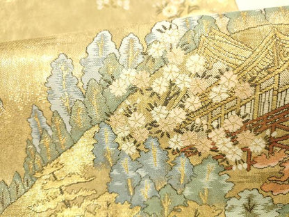 平和屋本店▼六通柄袋帯　京都御所　本金箔　正絹　逸品　DABI5066op