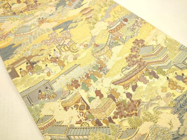 平和屋本店▼六通柄袋帯　人物風景文　本金二重箔　正絹　逸品　DABI5067op