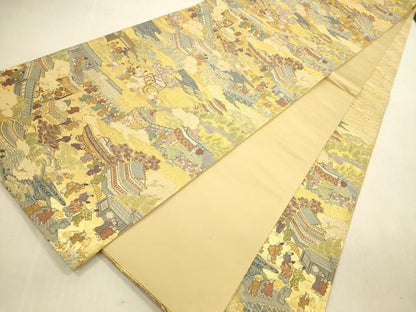 平和屋本店▼六通柄袋帯　人物風景文　本金二重箔　正絹　逸品　DABI5067op