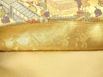 平和屋本店▼六通柄袋帯　人物風景文　本金二重箔　正絹　逸品　DABI5067op