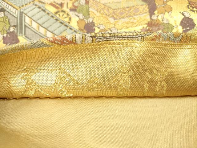 平和屋本店▼六通柄袋帯　人物風景文　本金二重箔　正絹　逸品　DABI5067op