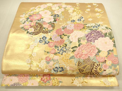 平和屋本店▼六通柄袋帯　唐織　花車文　錦織加賀　本金箔　正絹　逸品　未使用　DABI5068op