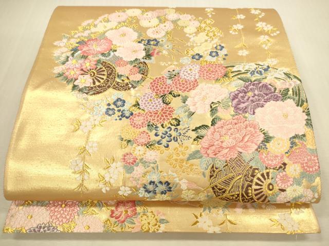 平和屋本店▼六通柄袋帯　唐織　花車文　錦織加賀　本金箔　正絹　逸品　未使用　DABI5068op