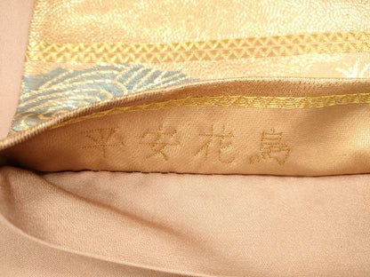 平和屋本店▼六通柄袋帯　平安花鳥　純金箔二重織　正絹　逸品　DABI5071op