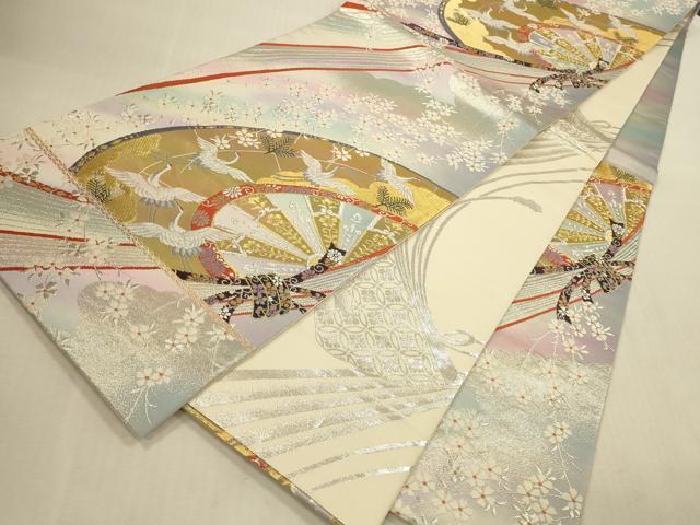 平和屋本店▼両面　六通柄袋帯　唐織　御所熨斗紋　本金箔24K　正絹　逸品　DABI5072op