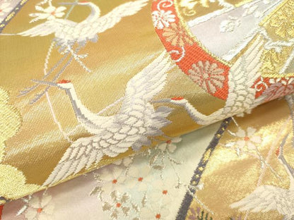平和屋本店▼両面　六通柄袋帯　唐織　御所熨斗紋　本金箔24K　正絹　逸品　DABI5072op