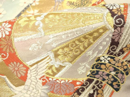 平和屋本店▼両面　六通柄袋帯　唐織　御所熨斗紋　本金箔24K　正絹　逸品　DABI5072op