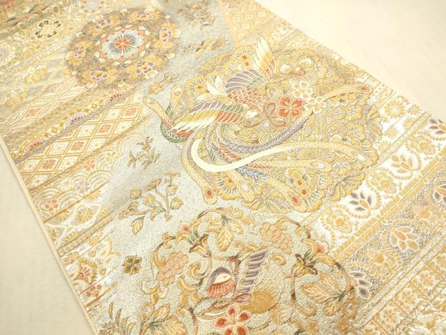 平和屋本店▼六通柄袋帯　唐織　正倉院華文　九百本金弐重織　正絹　逸品　DABI5074op