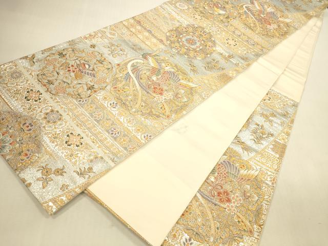 平和屋本店▼六通柄袋帯　唐織　正倉院華文　九百本金弐重織　正絹　逸品　DABI5074op
