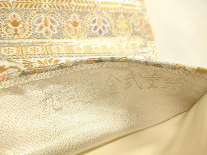 平和屋本店▼六通柄袋帯　唐織　正倉院華文　九百本金弐重織　正絹　逸品　DABI5074op