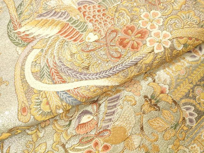 平和屋本店▼六通柄袋帯　唐織　正倉院華文　九百本金弐重織　正絹　逸品　DABI5074op