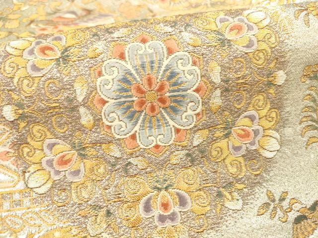 平和屋本店▼六通柄袋帯　唐織　正倉院華文　九百本金弐重織　正絹　逸品　DABI5074op