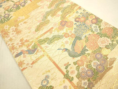 平和屋本店▼六通柄袋帯　春日慶祥文　本金箔　正絹　逸品　DABI5077op