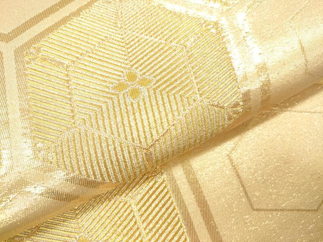 平和屋本店▼六通柄袋帯　亀甲松葉文　銀彩錦　本金二重箔　正絹　逸品　DABI5079op