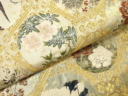 平和屋本店▼六通柄袋帯　唐織　傘松閣名画集　本金箔　正絹　逸品　DABI5083op