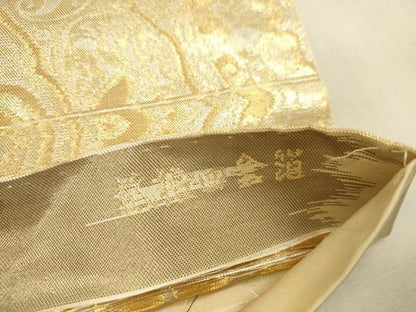 平和屋本店▼西陣　京の名門　じゅらく謹製　六通柄　本袋帯　宝相華　珀雅　貮拾四金箔　正絹　逸品　DABI5085op