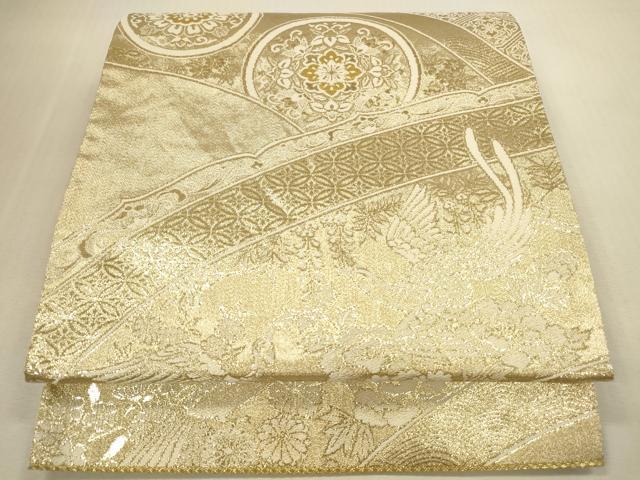 平和屋本店▼六通柄袋帯　鳳凰花丸文　金箔二重織　本金箔　正絹　逸品　DABI5087op