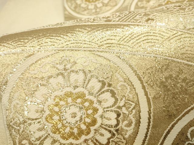 平和屋本店▼六通柄袋帯　鳳凰花丸文　金箔二重織　本金箔　正絹　逸品　DABI5087op
