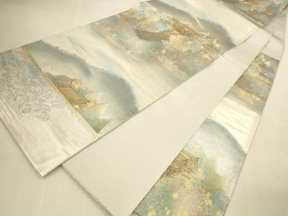 平和屋本店▼六通柄袋帯　三千院　古都名園集　本金箔入　正絹　逸品　DABI5089op