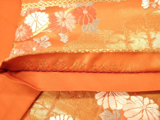 平和屋本店▼六通柄袋帯　唐織　雲取り菊文　袋帯彩錦　本金箔24K　正絹　逸品　DABI5092op