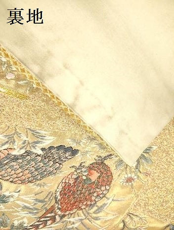 平和屋本店▼六通柄袋帯　唐織　九百錦　扇面花鳥屏風絵巻　本金箔　正絹　逸品　DABI5093op