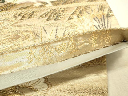 平和屋本店▼六通柄袋帯　唐織　鴛鴦花文　弐拾四金二重箔　正絹　逸品　DABI5094op