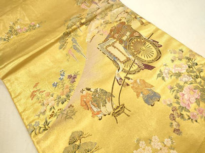 平和屋着物▼太鼓柄袋帯　唐織　吉野御幸図　金銹錦　正絹　逸品　DABI5095op
