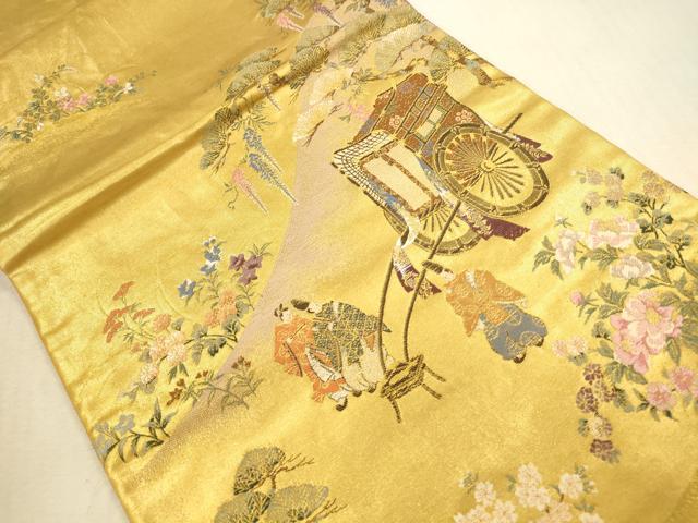 平和屋着物▼太鼓柄袋帯　唐織　吉野御幸図　金銹錦　正絹　逸品　DABI5095op