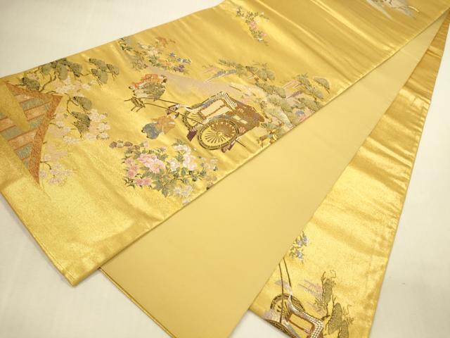 平和屋着物▼太鼓柄袋帯　唐織　吉野御幸図　金銹錦　正絹　逸品　DABI5095op
