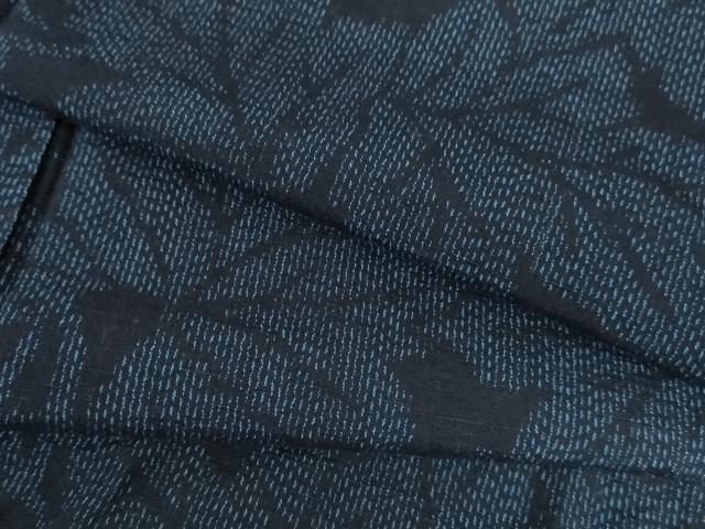 平和屋着物▽上質な紬　単衣　草葉文　正絹　逸品　DABI5096op
