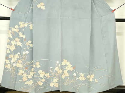 平和屋着物▽訪問着　単衣　草花　正絹　逸品　DABI5105op