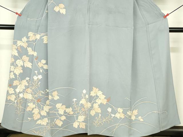 平和屋着物▽訪問着　単衣　草花　正絹　逸品　DABI5105op