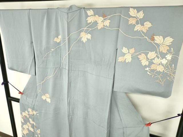 平和屋着物▽訪問着　単衣　草花　正絹　逸品　DABI5105op