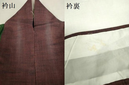 平和屋着物▽上質な紬　単衣　間道　正絹　逸品　DABI5110op
