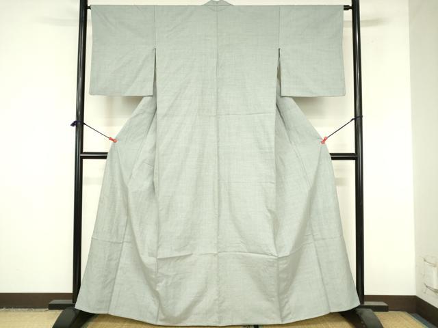 平和屋着物▽結城紬　単衣　秘色色　正絹　逸品　DABI5111op
