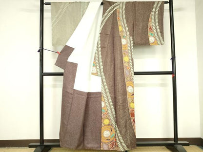 平和屋着物●伝統工芸士　水野保　保辻が花染　訪問着　暈し染め　金通し地　正絹　逸品　未使用　DABI5114op