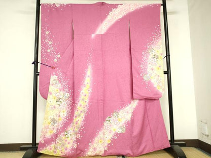 平和屋着物●豪華振袖　絞り　雪輪舞桜文　暈し染め　金彩　正絹　逸品　DABI5115op