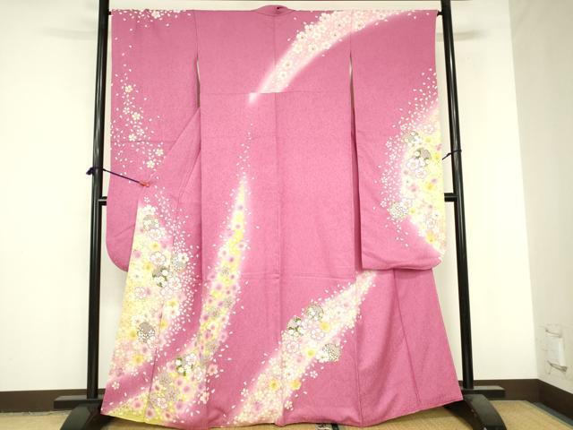 平和屋着物●豪華振袖　絞り　雪輪舞桜文　暈し染め　金彩　正絹　逸品　DABI5115op